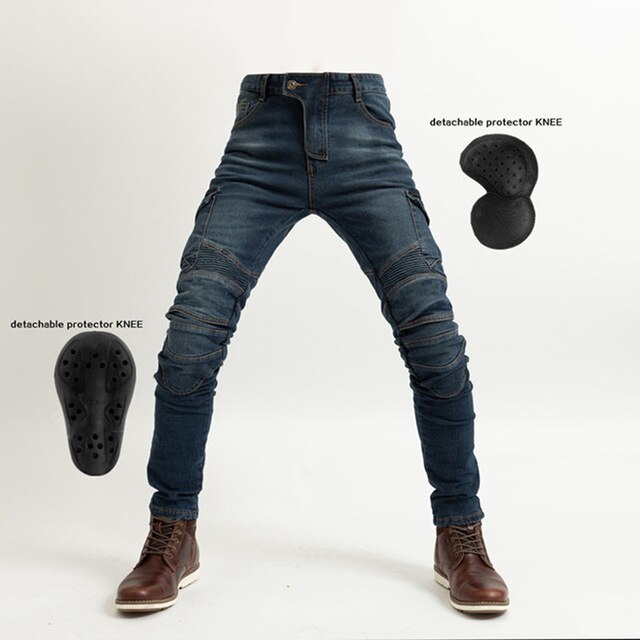 MOTO-PANTS motorcycle riding jeans for men and women, motorcycle trousers for fall protection, wear-resistant cycling pants: Blue / M