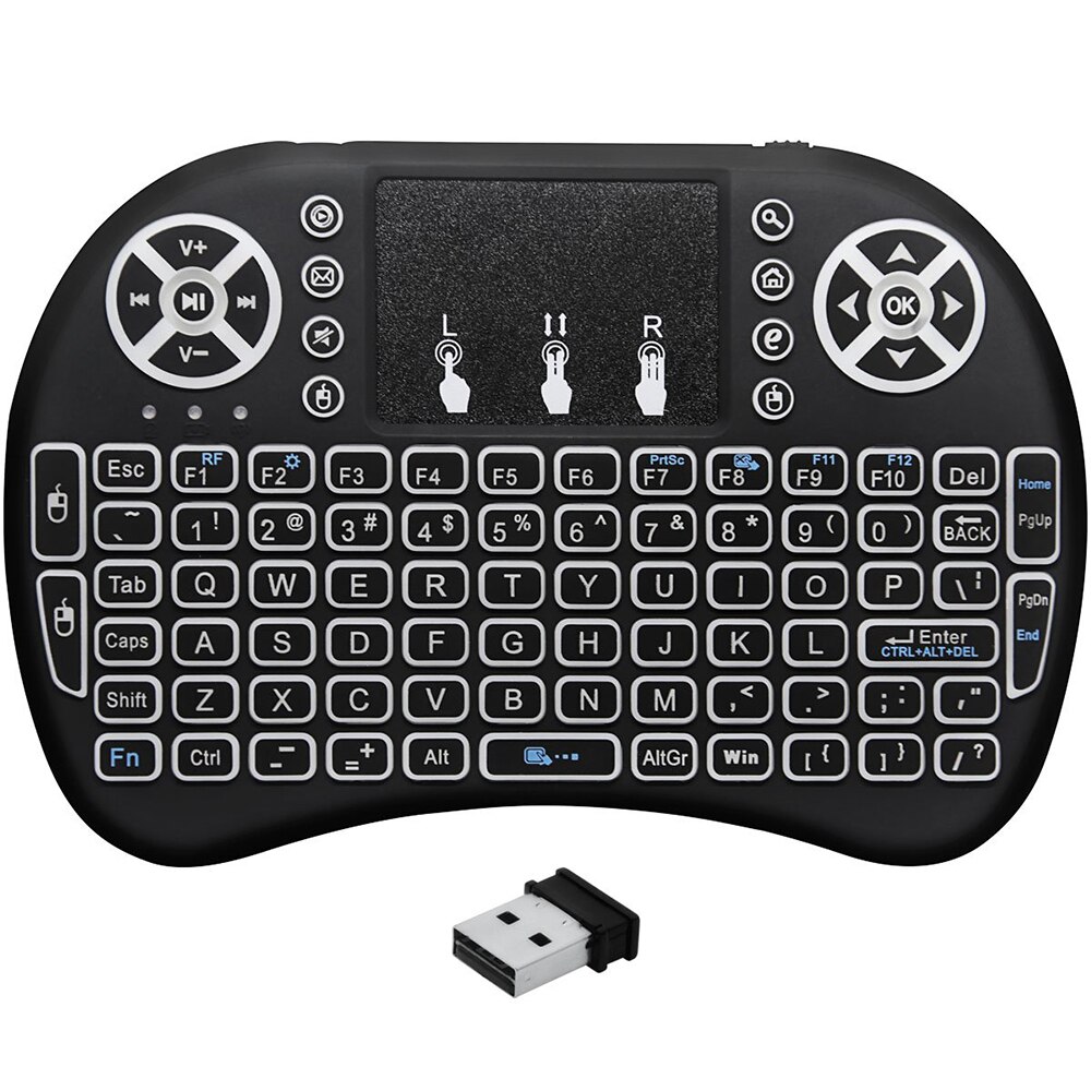 Tragbare i8 Tastatur 7 Farbe Hintergrundbeleuchtung 2,4 GHz Mini Wireless Air Mouse Russische Englisch Gebaut-in Lithium-Batterie Chargable tastatur