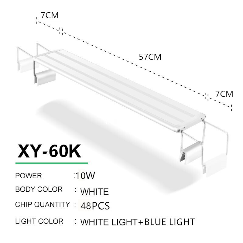 Oświetlenie LED do akwarium 15-57cm wysokiej jakości lampa do akwarium z wysuwane uchwyty białe i niebieskie ledy pasuje do akwarium: XY-60N WhitexBlue