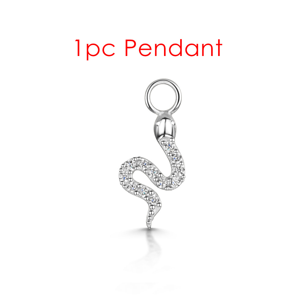 1PC Little Star Moon Snake Crystal Charms Pendant Helix Daith Earrings for Women Hanging Matching Piercing Lobe Tragus Jewelry: Bronce antiguo plateado
