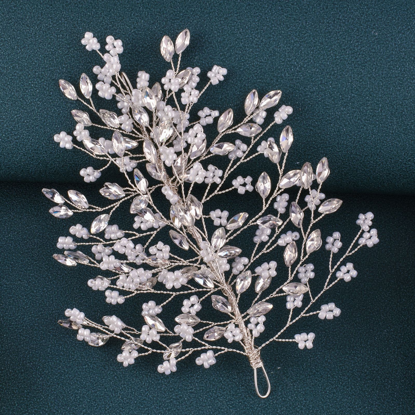 A422 pieza de pelo de novia de plata, diademas de boda brillantes, Tiaras hechas a mano, accesorios para el cabello de boda, joyería para la cabeza, tocado de novia: Azul