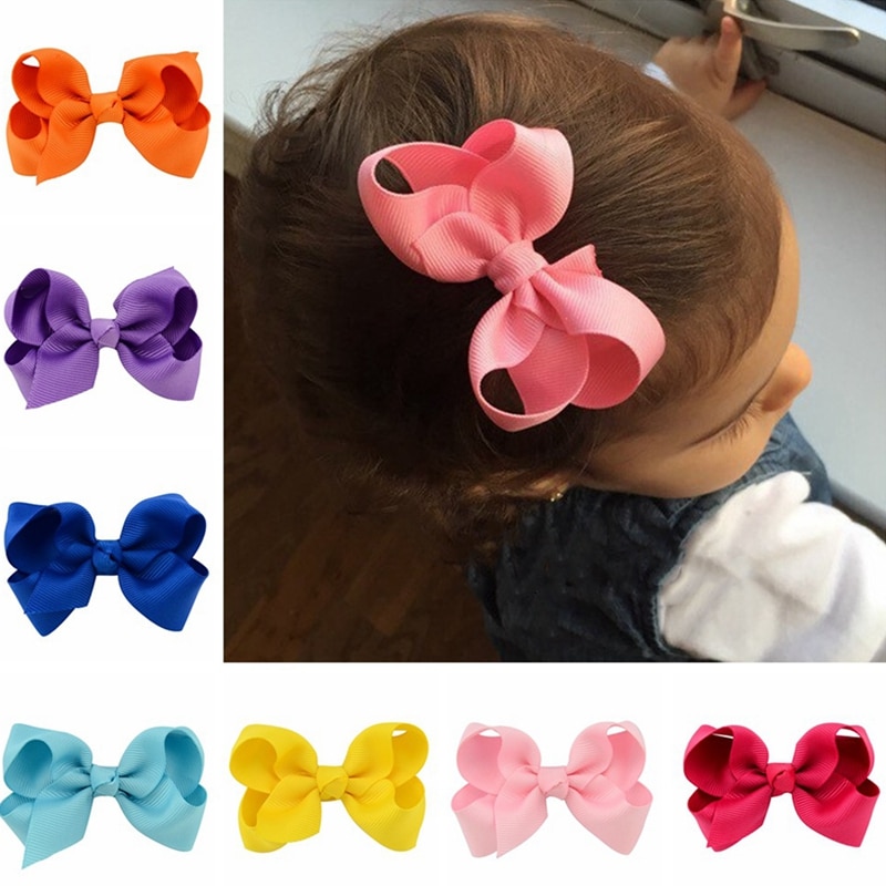 20 pzas bebé niñas lazo de pelo de niños horquilla cocodrilo Bowknot Clip cinta tejer grogrén (ligamento tafetán