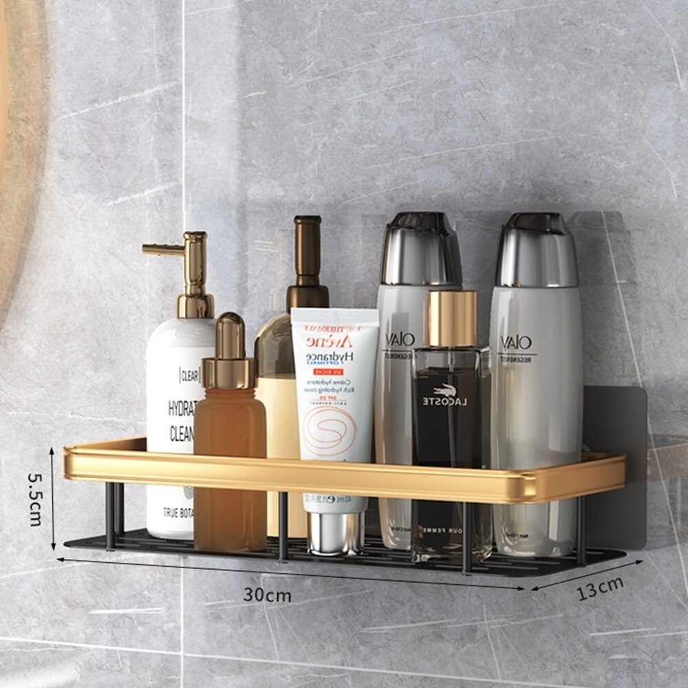 Étagère d&#39;angle de salle de bain de luxe, sans perceuse, support de rangement de caddie de douche, porte-shampoing, organisateur de toilette, accessoires de salle de bain: Upgrade