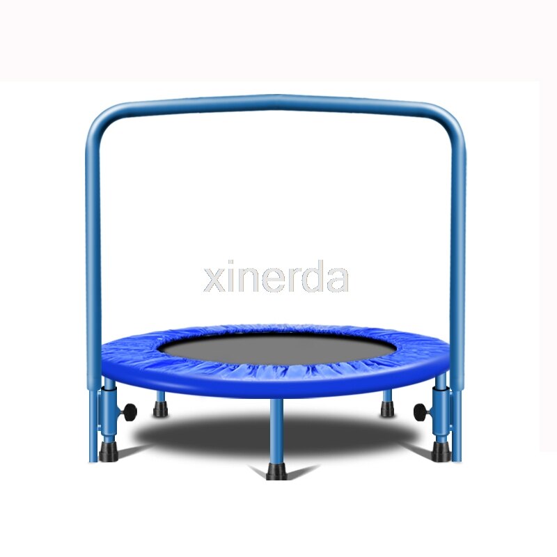 91cm trampolin med håndtag til børn børn baby fitness indendørs/udendørs trampolin bungee rebounder jumping cardio træner: Blå