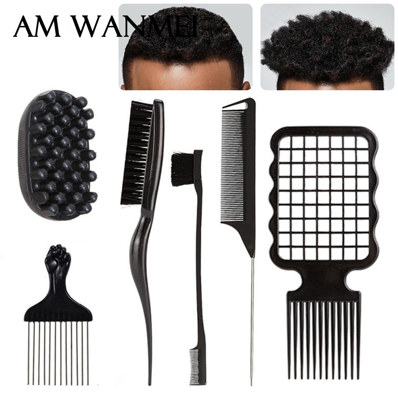 6 stks Professionele Krullend Haar Spons Twist Borstel Magic Afro Kam Rat Staart Kam Duurzaam Rubberen Vork Kam Krullend Haar Styling Tools