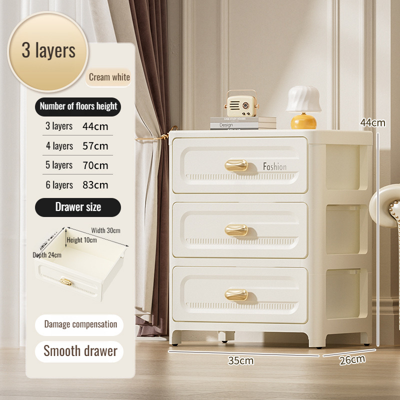 35cm wide drawer storage cabinet multilayer organizing cabinet plastic locker household storage cabinet with pulleys: Clear