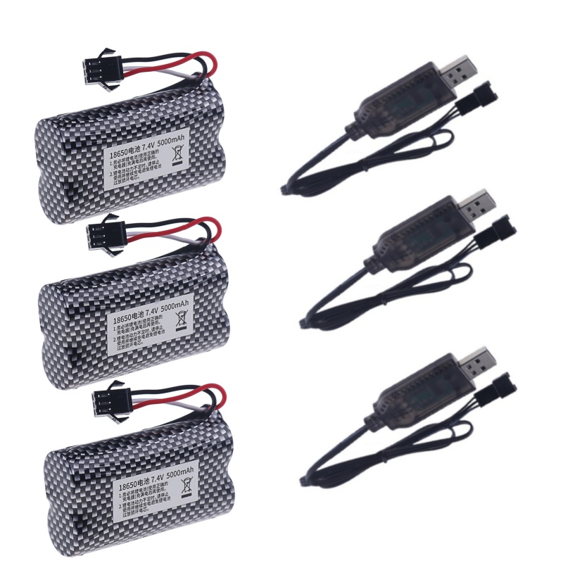 Chargeur de batterie 7.4V 5000mah MN82, batterie de voiture télécommandée MN128 MN78 LC79 pour montre, détection de gestes, voiture de cascade RC torsadée SM3p: Bleu