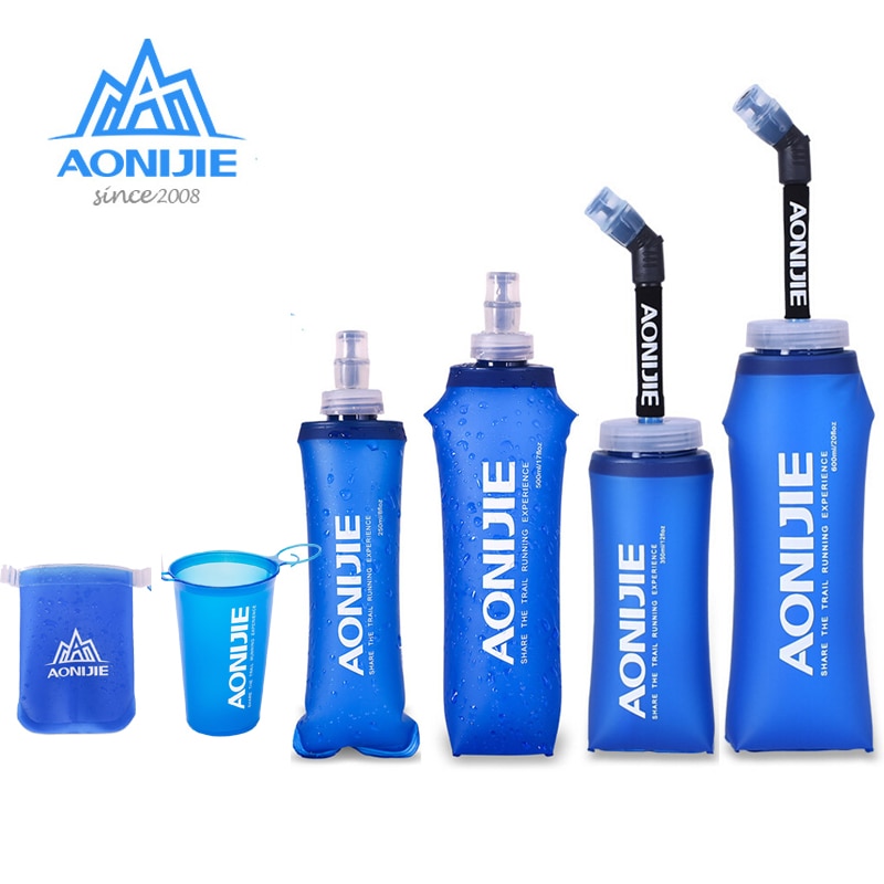 AONIJIE 170ml 200ml 250ml 350ml 500ml 600ml Running Sport Bicycle Soft Water Bottle Folding TPU Soft Flask Water bag