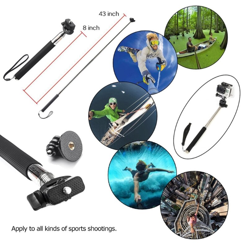 Palo Selfie extensible de mano para GoPro Hero 3, 4, SJ4000