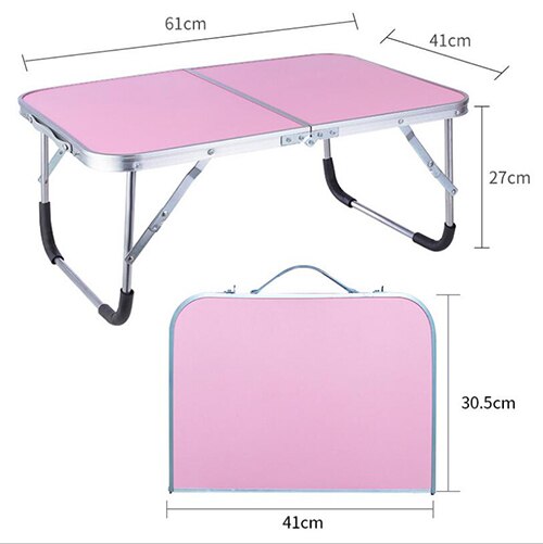 Double Folding Laptop Table Portable Computer Desk PC Laptop Notebook Table for Writing Home Office Furniture: Pink