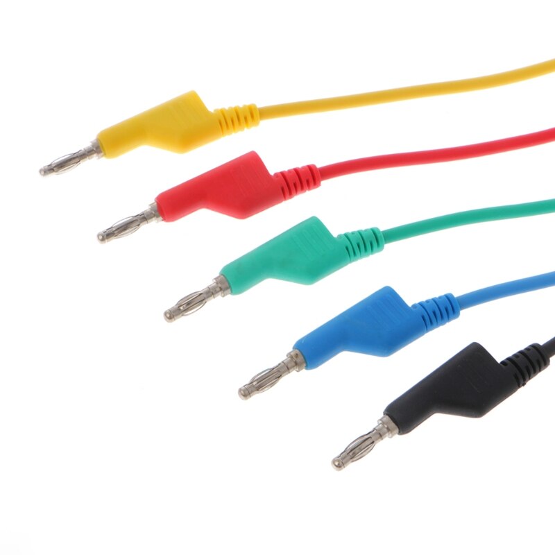 5 Pcs 4mm Dual Banana Plug Smooth Silicone Lead Test Cable For Multimeter 1m 5 Colors L15