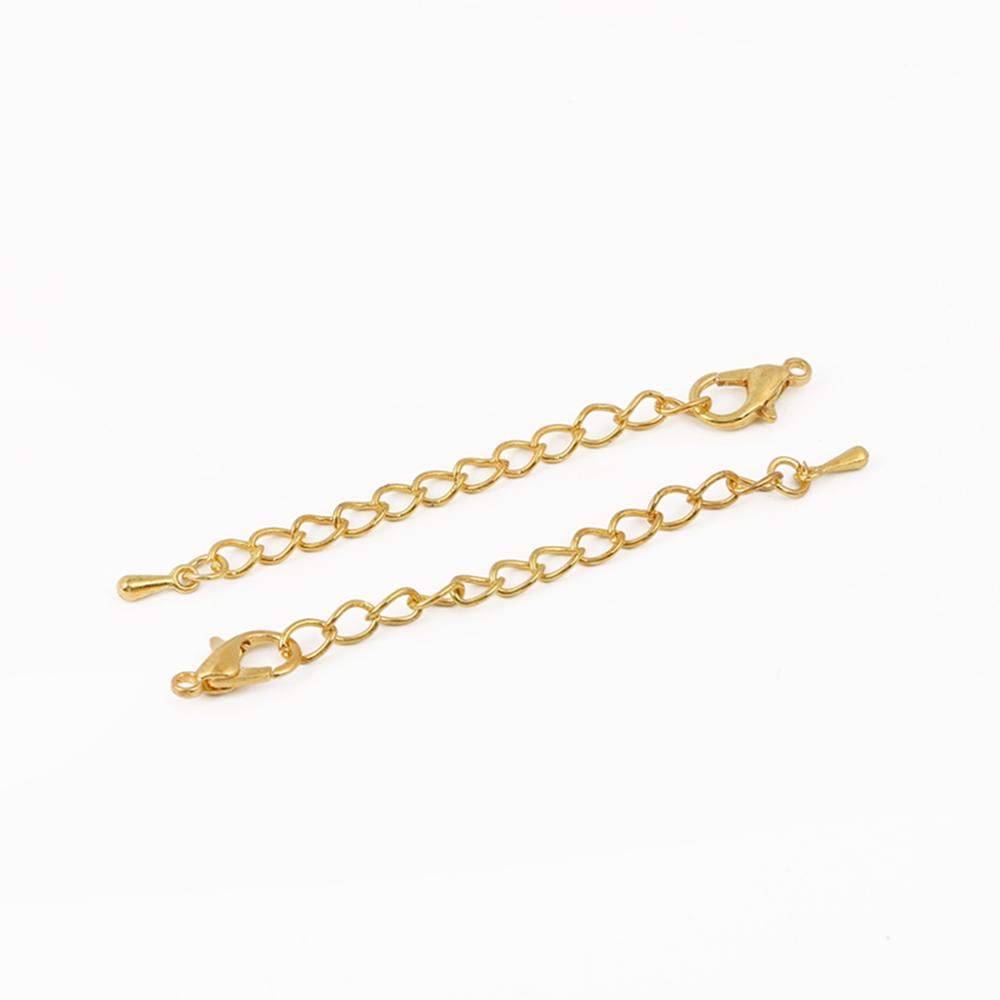 10 sztuk/partii 5.5cm metalowe żelazo rozszerzenie ogon łańcuch kropla wody karabińczyk dla DIY bransoletka naszyjnik akcesoria do wyrobu biżuterii: Gold