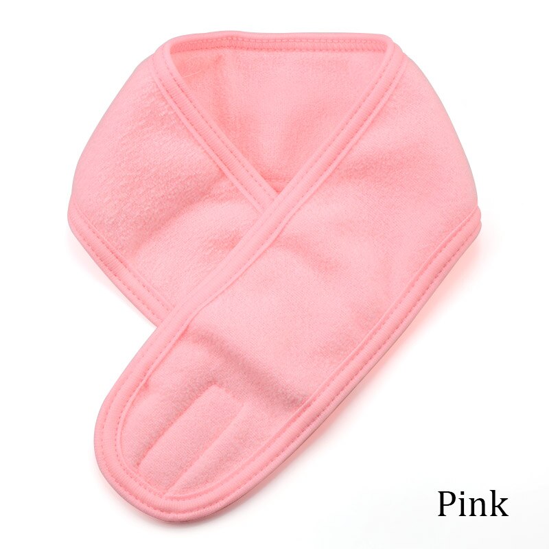 Ögonfransförlängning spa ansikts pannband smink wrap huvud frotté pannband stretch handduk med magic paste makeup hårband: Rosa