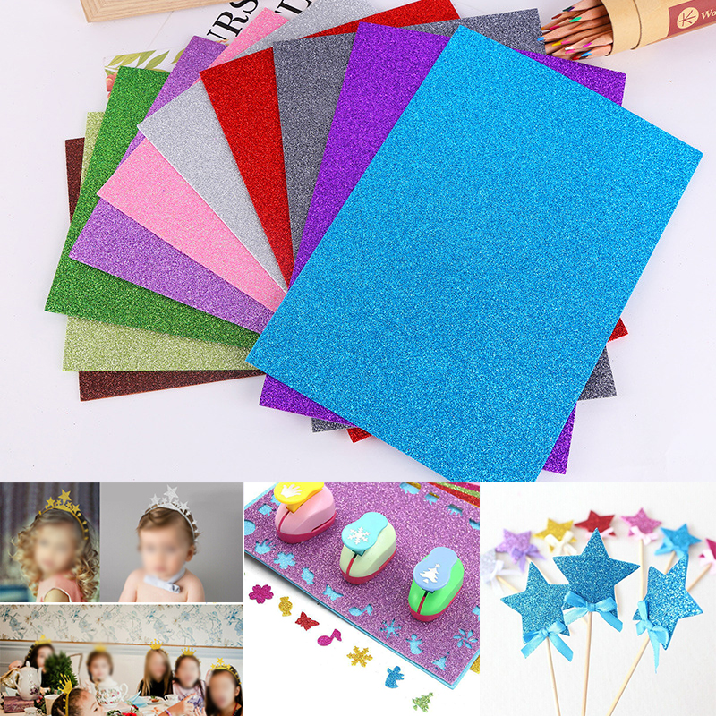 10pcs 20*30cm Glitter EVA Plakboek Foam Vel Papier Spons Soft Touch Arts Ambachten Handgemaakte Kids DIY a4 Kleur Mengen