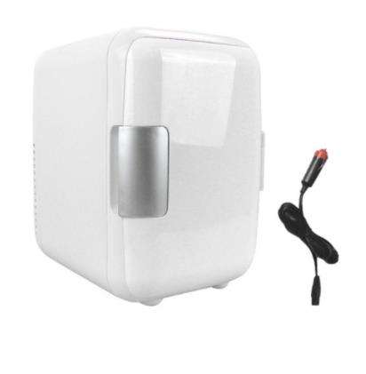 Mini nevera portátil para coche, refrigerador de viaje para el hogar, 12V, 220V, calentador automático, caja de refrigeración de doble uso para oficina, 4L: 12V Car Fridge White