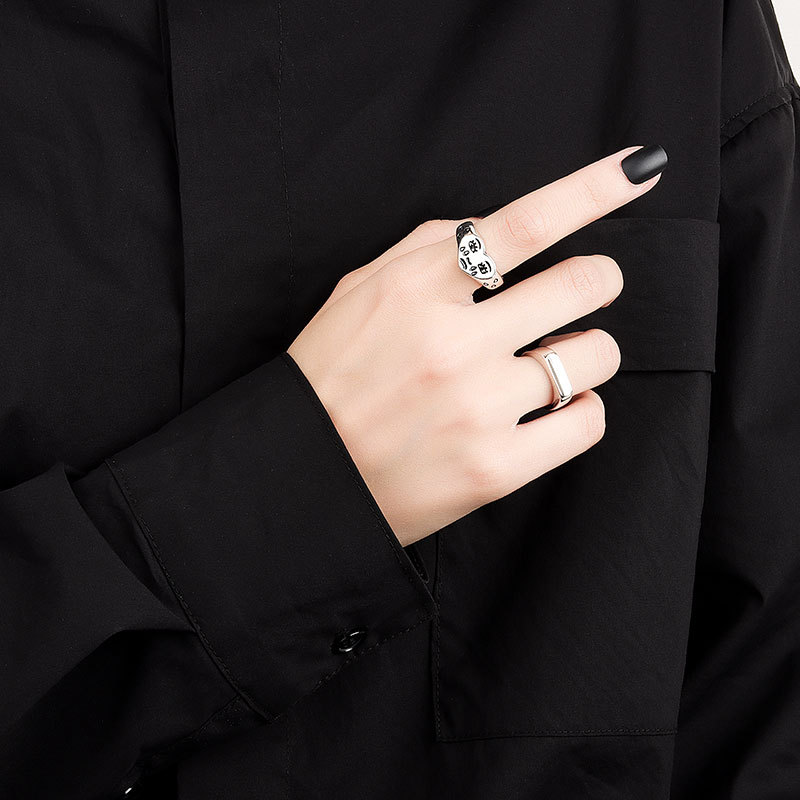 CIAXY, anillos de cara llorando de Color plateado para mujer, expresión de lágrimas tristes, anillo abierto de corazón de amor Retro, joyería superventas