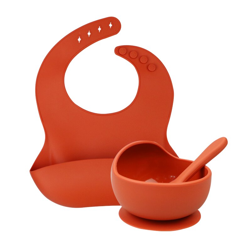 Ensemble de bol étanche et antidérapant pour bébé,1 pièce, produit en silicone et sans BPA, assiette, cuillère, vaisselle, alimentation,: Caramel colour