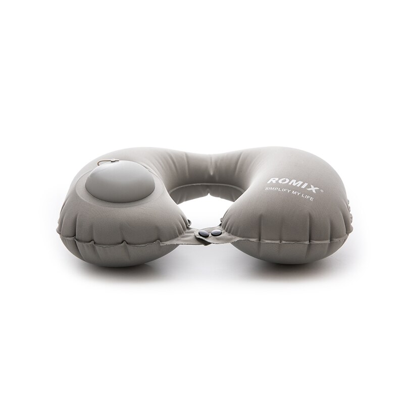Almohada inflable para viajes en forma de U portátil, cojín inflable de descanso para viajes, oficina, siesta, cojín inflable de descanso para cabeza, almohada para cuello: Gris claro