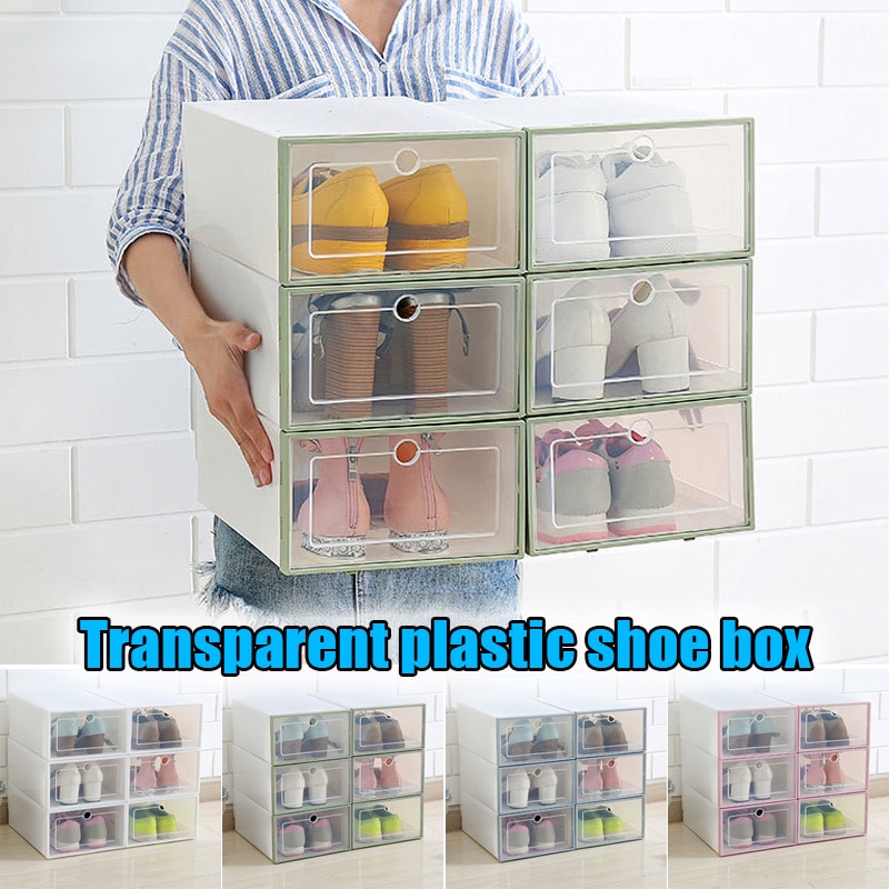 6 Pcs Transparante Schoenendoos Flip Plastic Storage Case Organizer Stofdicht Voor Thuis MJJ88