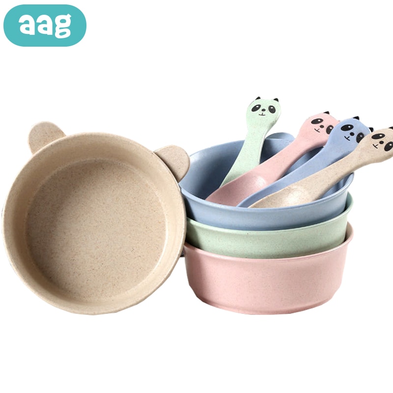 AAG, juego de vajilla de bambú para bebés, platos minimalistas para niños, juego de cuencos para alimentación de bebé, vajilla
