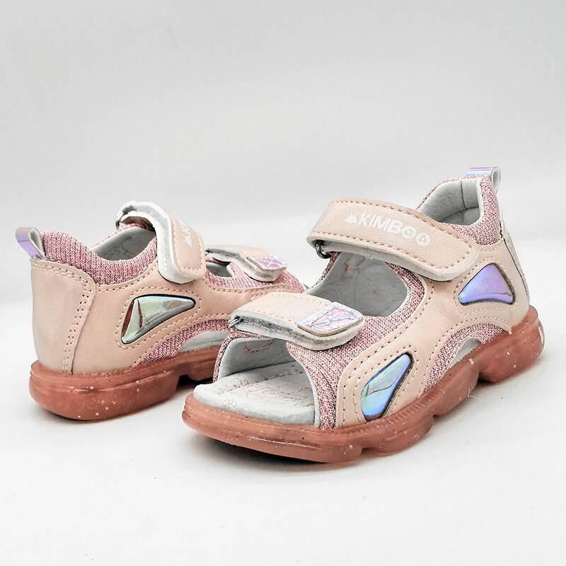 Sandali per ragazza ortopedici con supporto ad arco con paillettes in pelle PU scarpe per bambini rigide posteriori 13.2-16.2cm, scarpe per bambini antiscivolo
