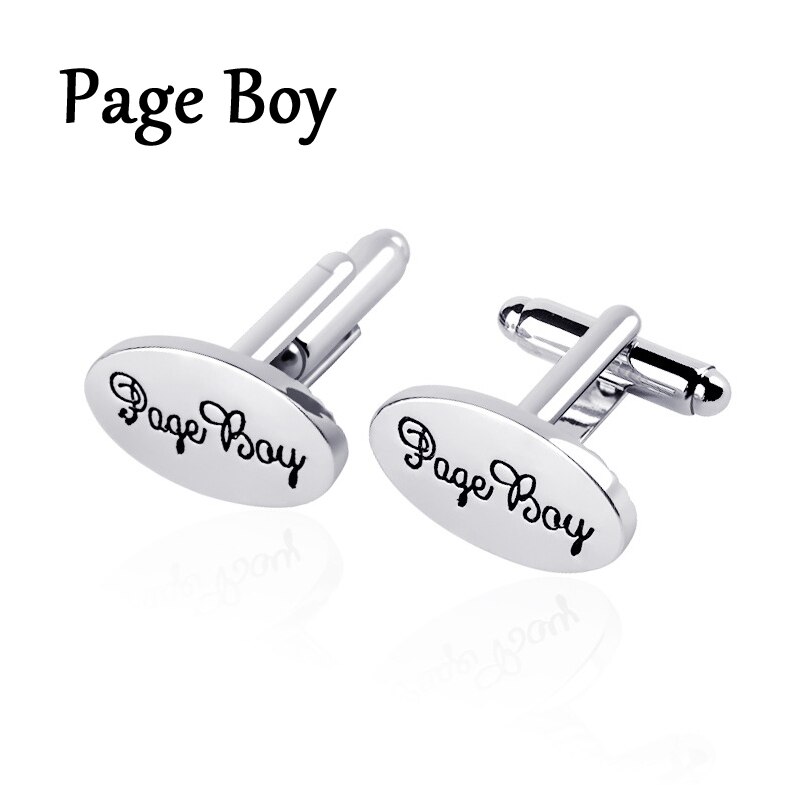 Boutons de manchettes pour hommes, bijoux de mariage ovales, 13 styles, marié/meilleur homme/meilleur ami chemise française, liens pour mariage,: Page Boy