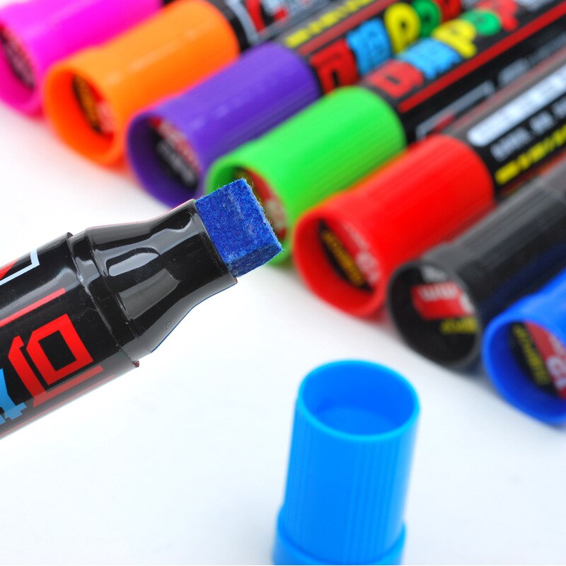8 stks/set Whiteboard Marker Pen 12mm Breed Uitwisbare Art Platte Potloden Herhaalde Vullen Inkt Pennen voor Tekening Schilderen Briefpapier