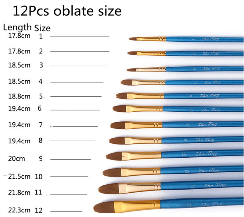 Maling penne 12 stk / sæt maling pensler kunst olie akvarel maling efter antal penne pensler: C