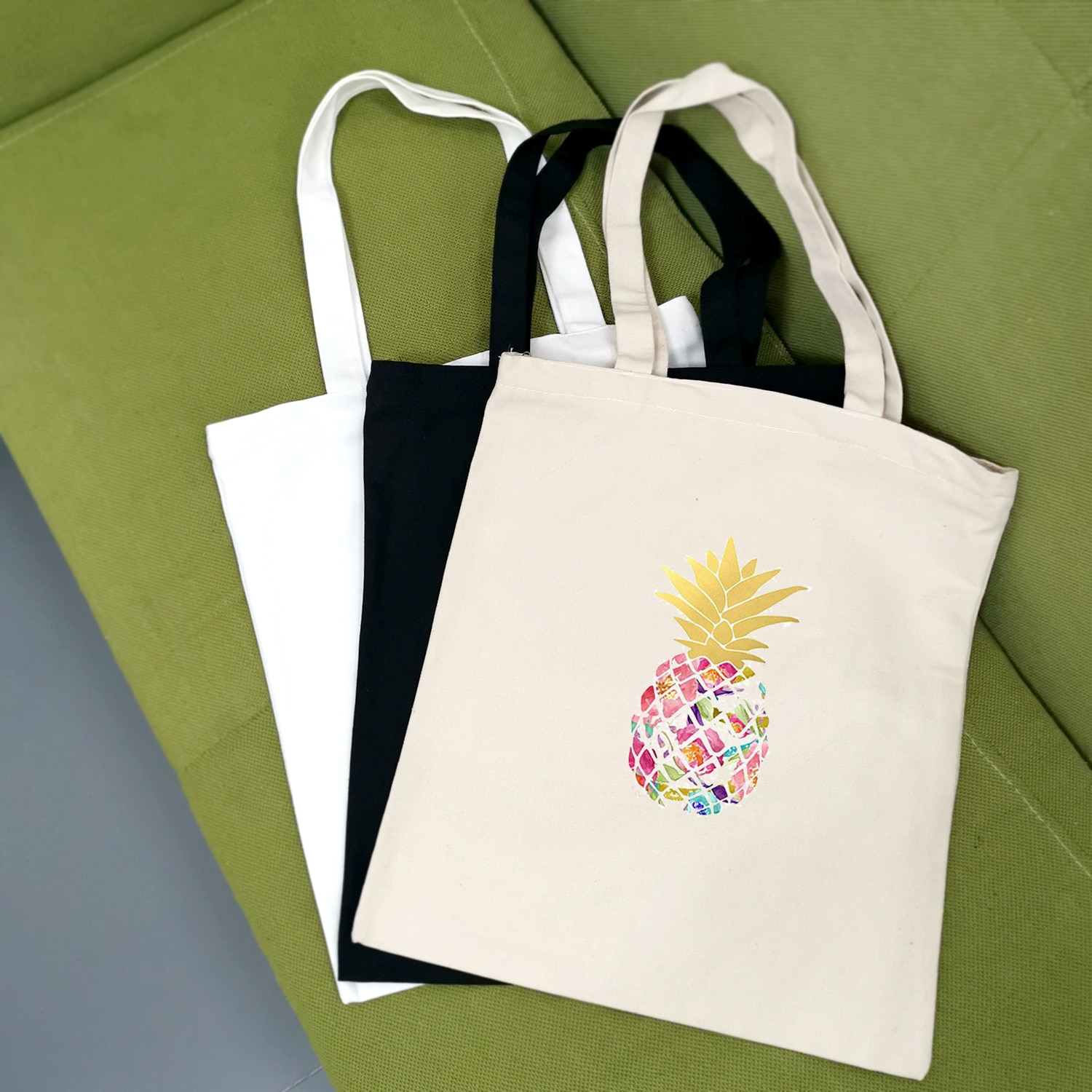 Pineapple Printed Cute Art Colorful Large Capacity Canvas Tote Bag Cloth Reusable Shopping Bag Women Beach Handbags