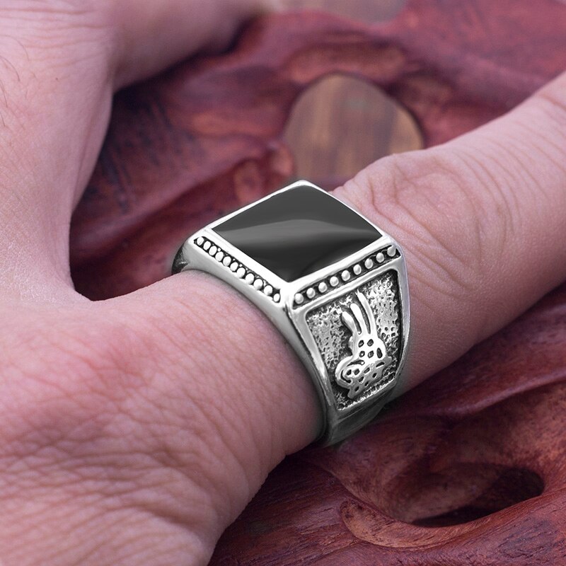 Anel de gotejamento de óleo quadrado preto vintage anéis de casamento masculino liga acessórios de jóias
