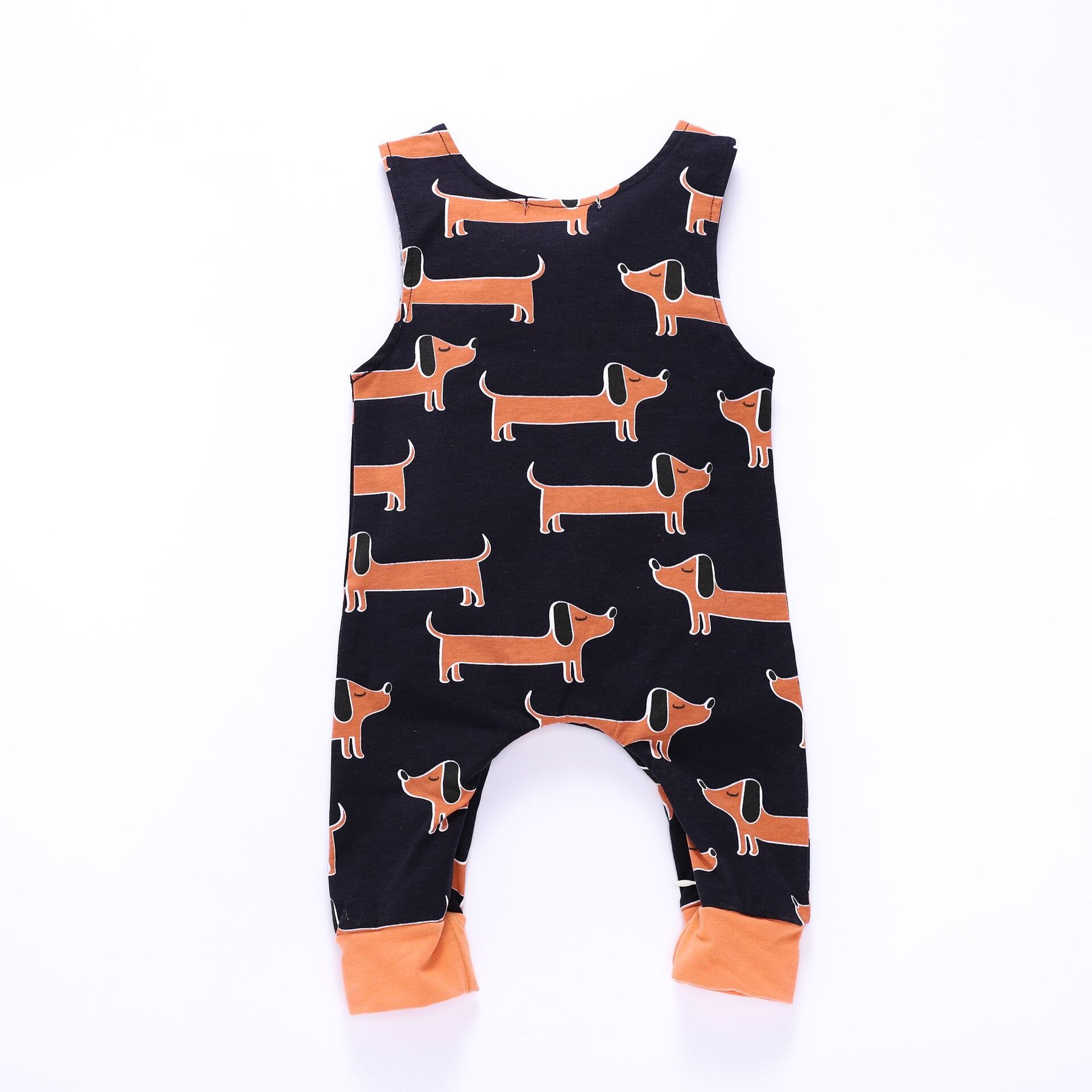 Bloemen Pig Baby Rompertjes Mouwloos Pasgeboren Baby Jongen Meisje Unisex Schattige Teckel Hond Print Jumpsuit Outfits Baby Kleding Jongen Meisje