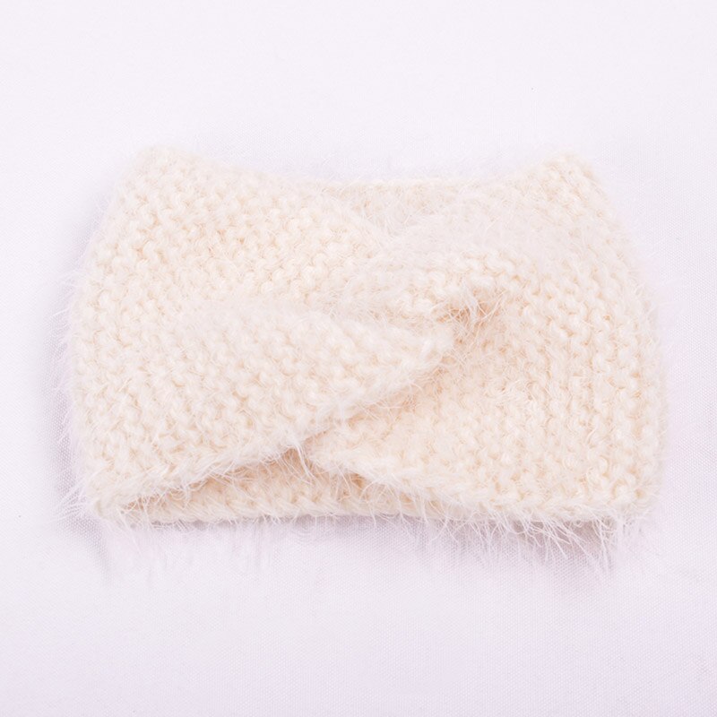 Gebreide Vrouwen Hoofdband Tulband voor Meisjes Zachte Katoenen Breien Winter Haarband Baby Meisjes Haar Accessoires: White headband