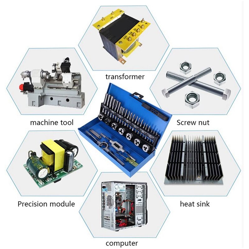HLZS-32Pc M3-M12 Metric Tap And Die Set Manual Tapping Tool Thread Tap Die Wrench Set
