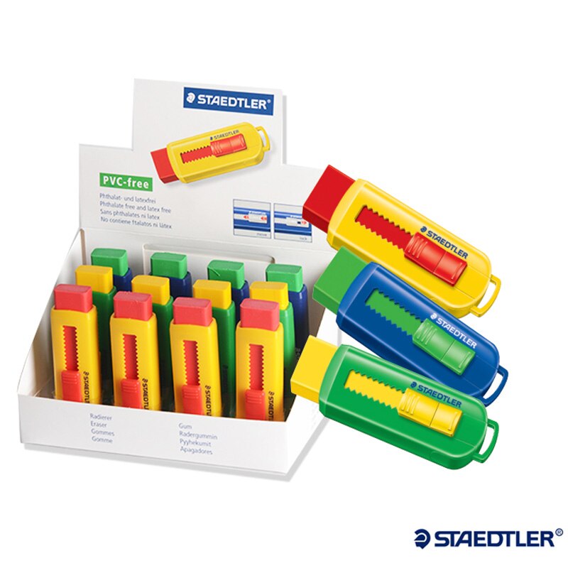 3 kpl staedtler 525 ps1s värikynää pyyhekumi pvc-vapaat pyyhekumit toimistopaperitarvikkeet koulutarvikkeet lyijykynä työnnettävä pyyhekumi