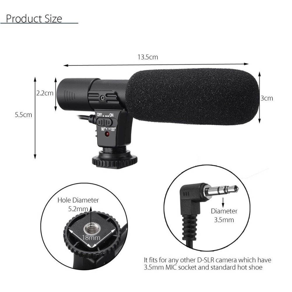 Microphone stéréo externe universel, 3.5mm, pour Canon, Nikon, appareil photo DSLR, caméscope DV, appareil photo SLR MIC-01
