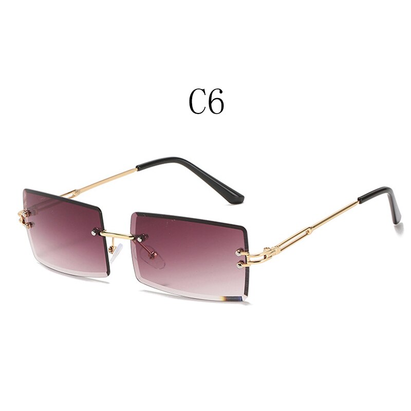 Gafas de sol sin montura para hombre y mujer, anteojos de sol a la cuadrada, populares, de viaje, para verano,: C6