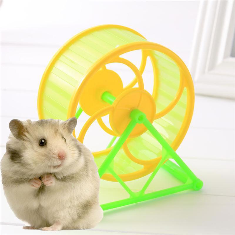 2PCS Hamster Running Exercise Wheel with Base Pets Jogging Wheel Hamster Sports Toys (Random Color)