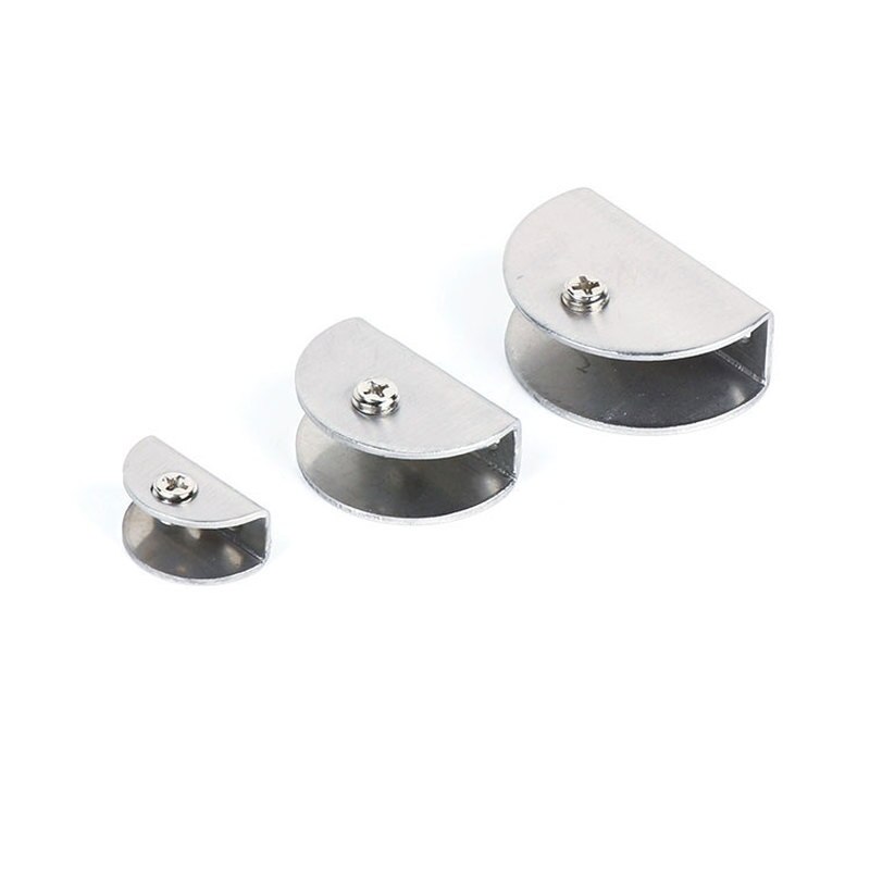 4pcs Aluminum Alloy Glass Clamp Half Round Support Corner Bracket Home Cupboard Wardrobe Glass Door Fixer Hardware Accessories