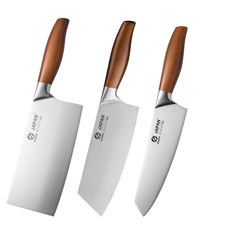 Stainless Steel Kitchen Knives Set Meat Chopping Cleaver Fish Vegetables Slicing Butcher Knife Japanese Chef Knife With Gift Box: 3Pcs Set No Box