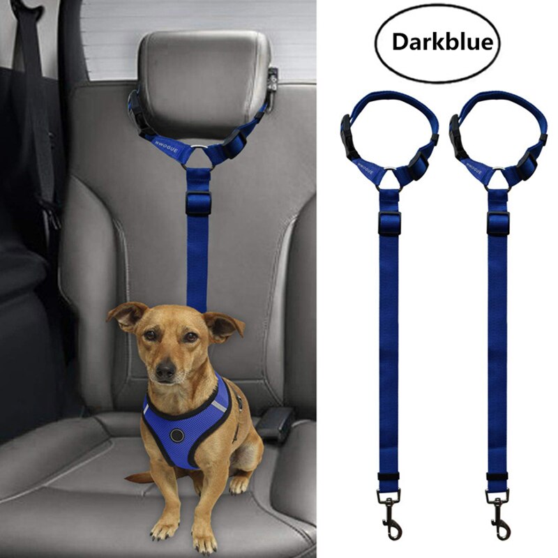 Verstelbare Hond Auto Veiligheidsgordel Reflecterende Huisdier Veiligheid Seat Belt Clip Buckle Tether Duurzaam Reizen Riem Lood Thuis Huisdier Product Gadget: darkblue