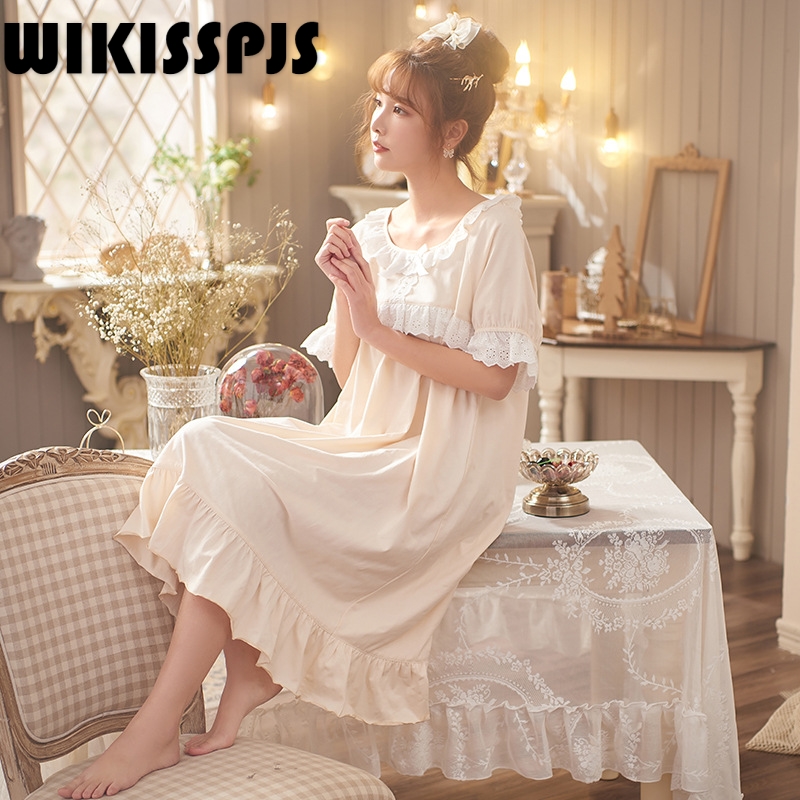 Wikisspjs 2022 Nachtkleding Voor Tiener Meisjes Zomer Stijl Homewear Korte Mouw Nachthemd Homewear Vrouwen Nachtkleding