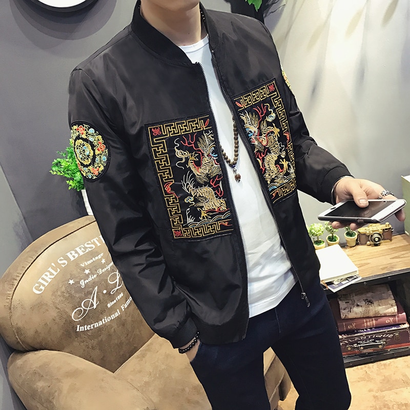 Veste ample avec broderie pour homme, manteau style chinois, grande taille 5xl, printemps-automne