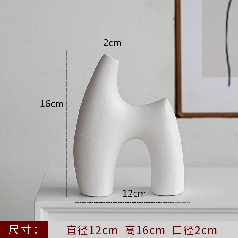 Nordic decoração casa vaso de flores preto e branco arte cerâmica minimalismo flores secas arranjo acessórios b & b ornamento: Vermelho