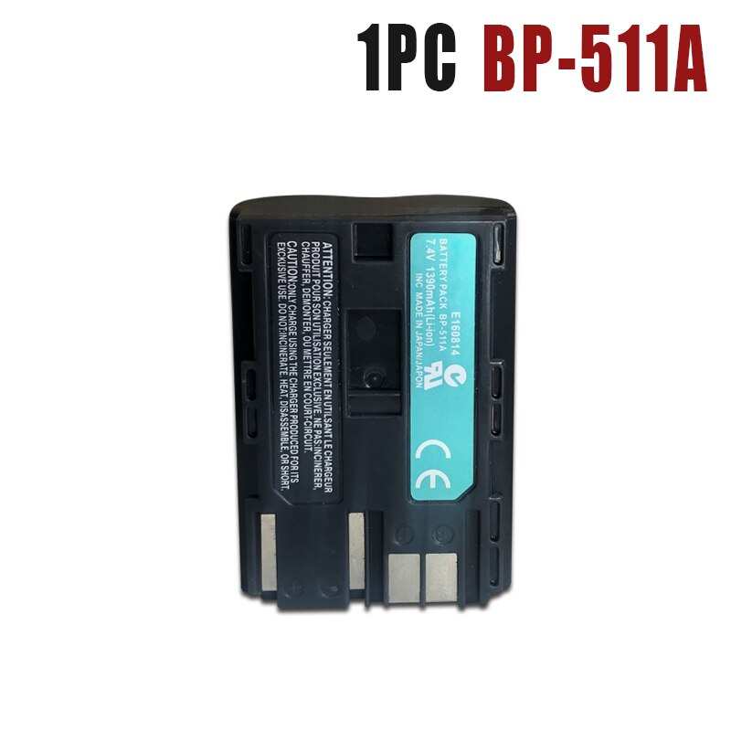 1390mAh BP-511A For Canon Camera Rechargeable Battery 7.4V EOS D30 D60 10D 300D 20D 30D 40D 50D PowerShot G1 G2 G3 MV600i Pro1: 1PC