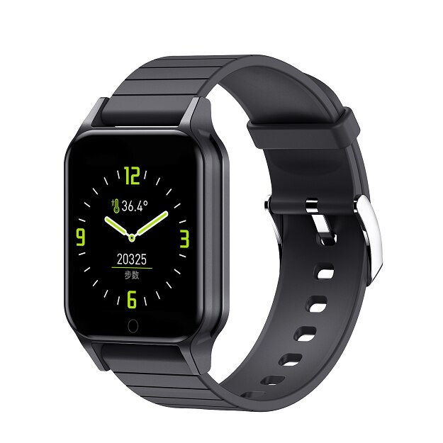 LEMFO T96 Smartwatch Körper Temperatur Überwachung IP67 Wasserdicht Herz Bewertung Fitness Clever Uhr Männer Frauen Für Andriod IOS: Schwarz