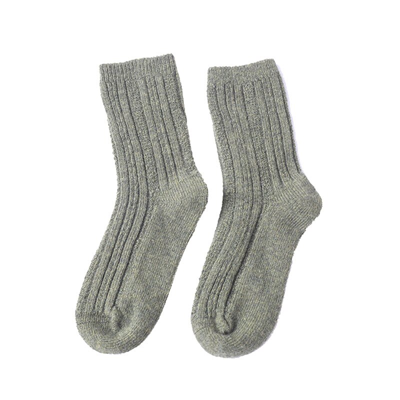 Damessokken herfst winter dikke wollen sokken ademend deodorant warm effen kleur casual dames katoenen sokken 2369: Groente