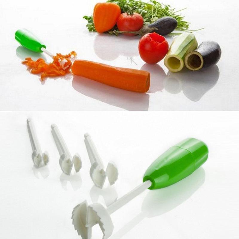 Practical 4 Pcs / Set Kitchen Tools Vegetable Spiral Cutter Digging Device Stocked For Vegetable Fruit Corer Tools Spiralizer