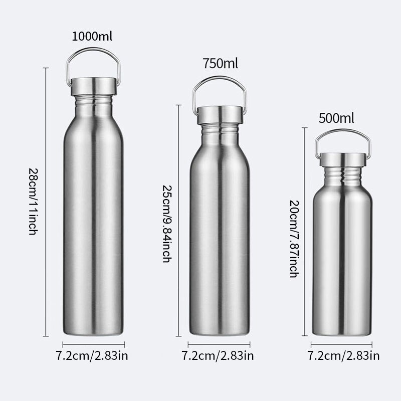 Stainless Steel Sports Water Bottle Cold Water Bottle Gym Cycling Hiking Bottle Drinkware 500/750/1000ml 2019ing