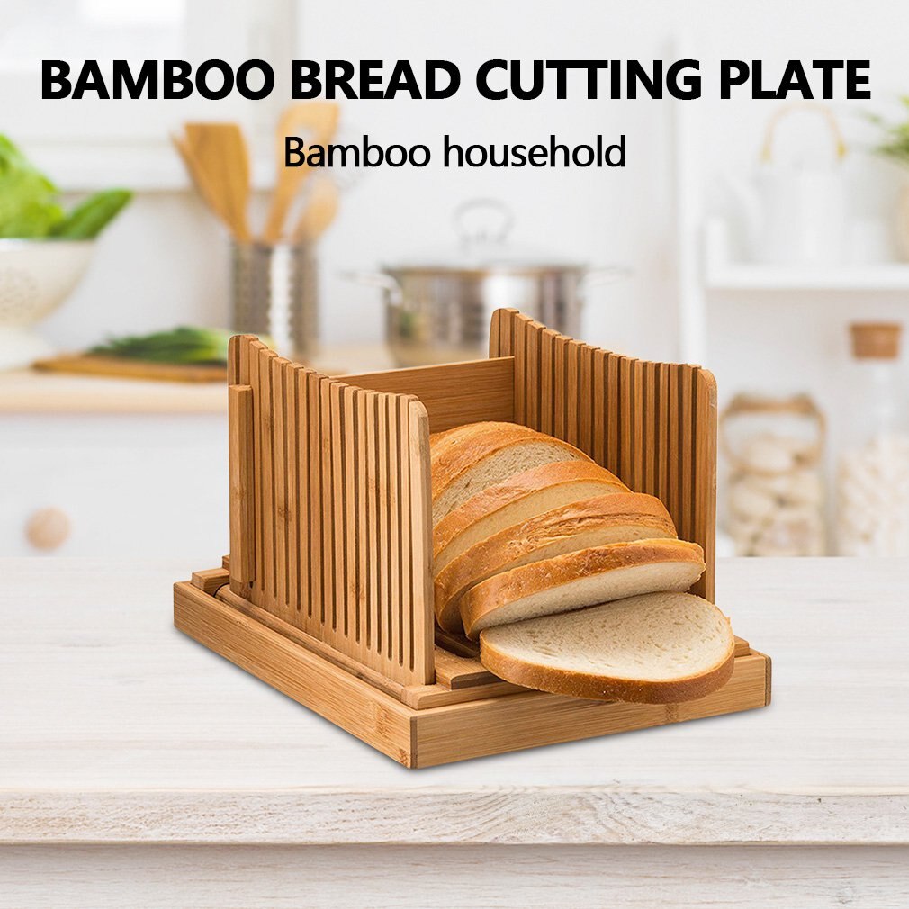 Nature Bamboo Bread Slicer For Homemade Bread Foladable & Compact Toast Cutting Board Guide Adjustable 3 Thickness Cutter