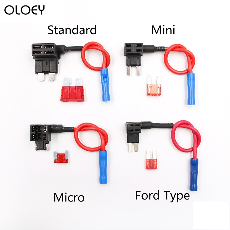 12V Zekering Houder Add-A-Circuit Tap Adapter Micro Mini Standaard Ford Atm Apm Blade Auto Zekering met 10A Blade Auto Zekering Met Houder